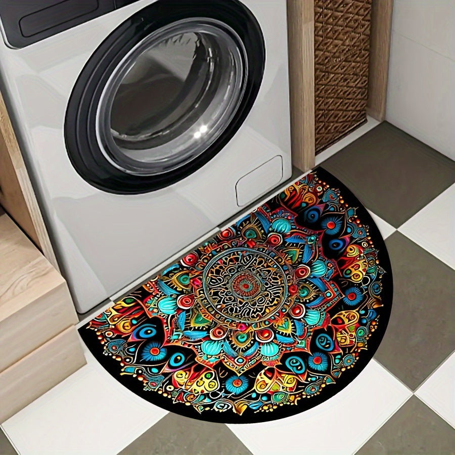 Bohemian Mandala Halfronde Deurmat – Waterdicht, Antislip, Wasbaar