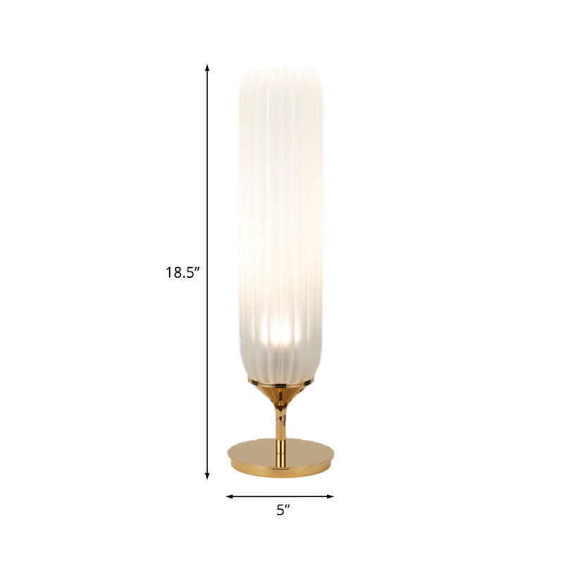 GoldCyl - Moderne LED Tafellamp met Geribbeld Glazen Schaduw