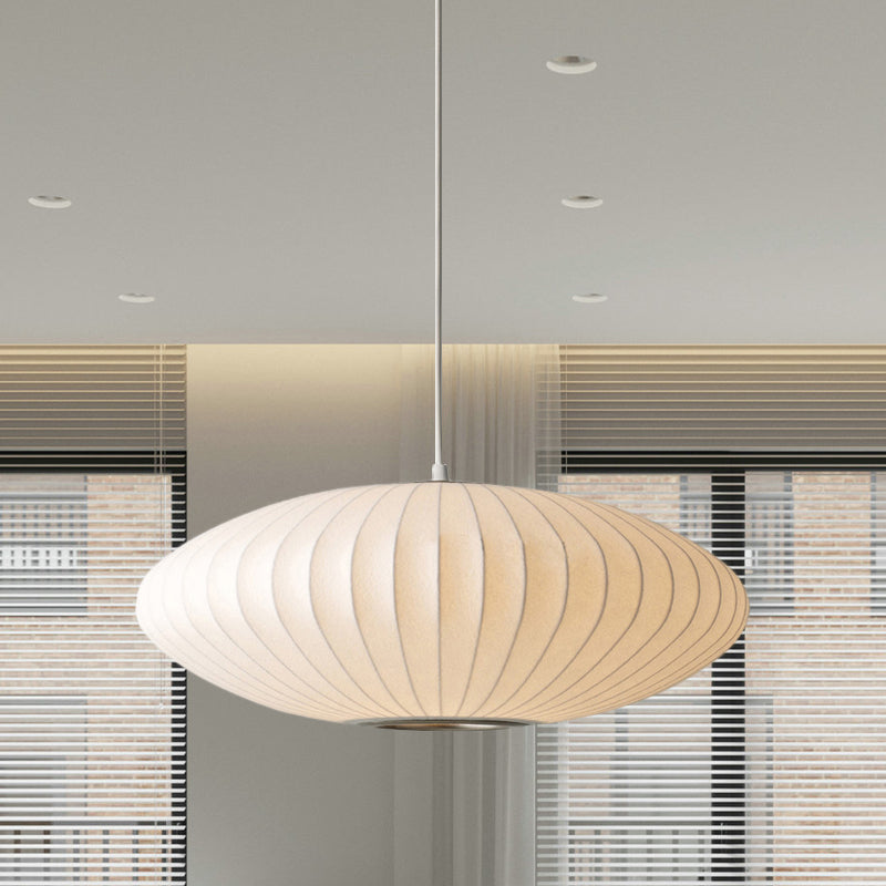 Moderne Witte Hanglamp met Stoffen Kap - 1-Licht