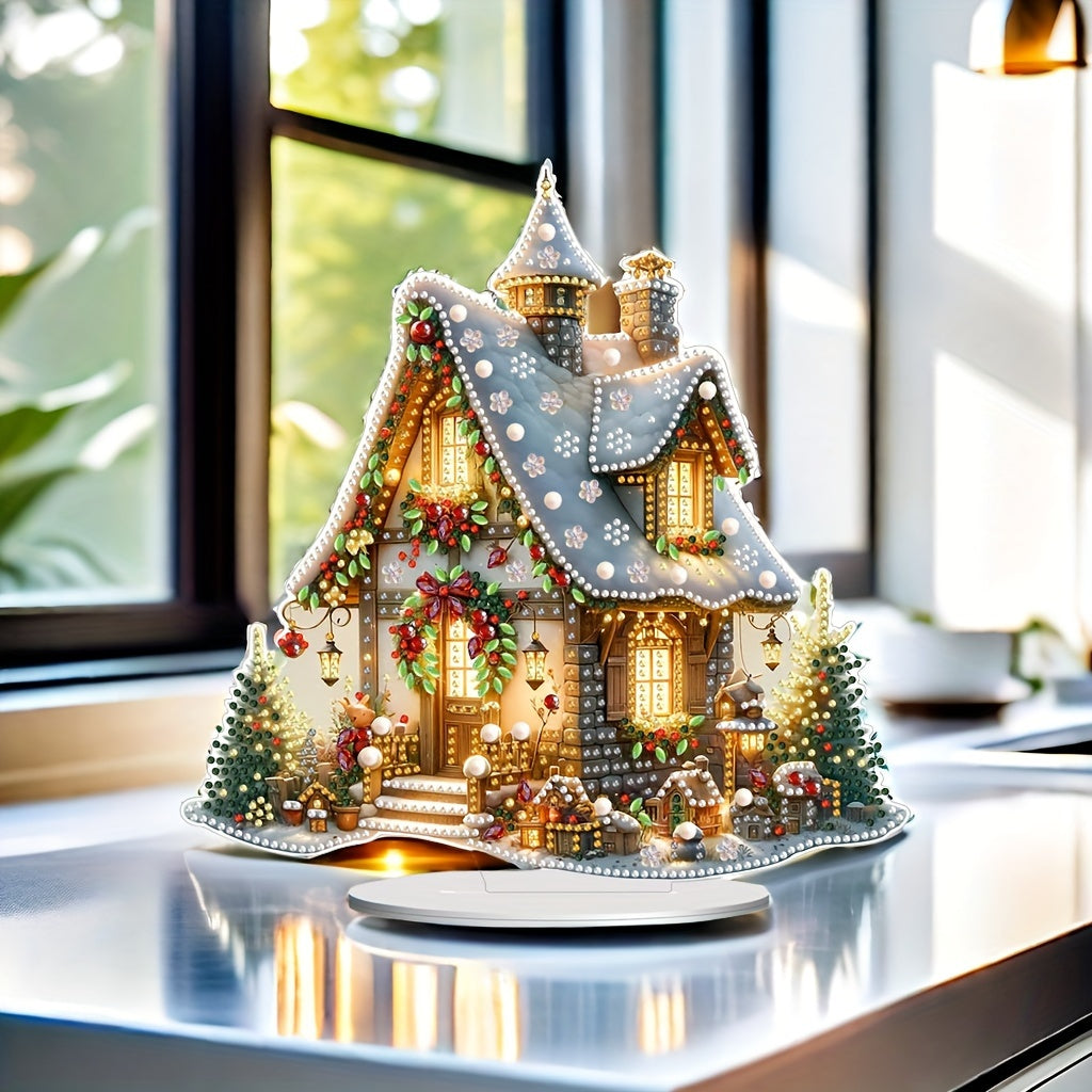 Acrylic DIY 5D Diamond Painting Art Christmas Village House Scene - Desktop Ornament Craft Kit, Feestelijke Mozaïek Kunstwerk, Huis en Slaapkamer Decor Cadeau