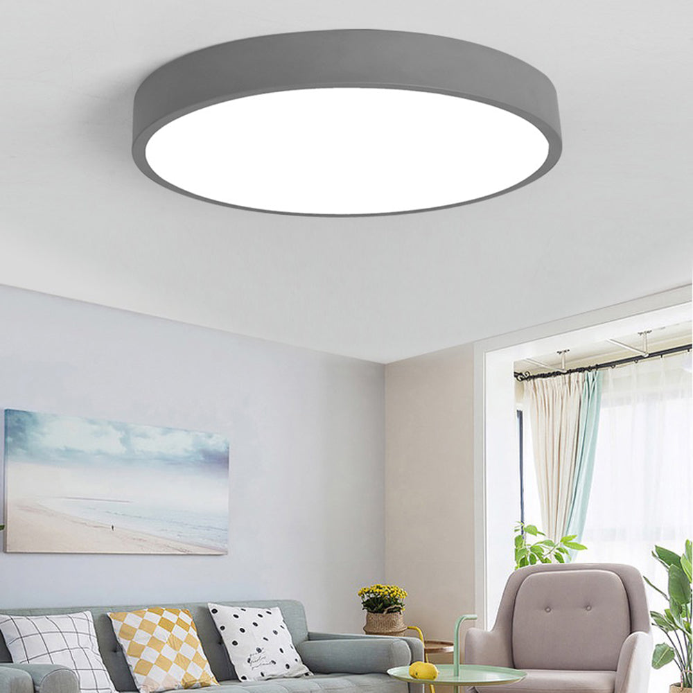 Elysia Moderne Ronde LED Plafondlamp Roze Grijs Metaal Woonkamer