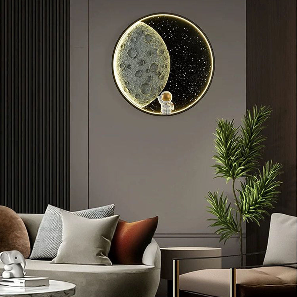 Elif Modern Astronaut Maan LED Wandlamp Slaap/Kinderkamer Binnen Metaal Dimbaar