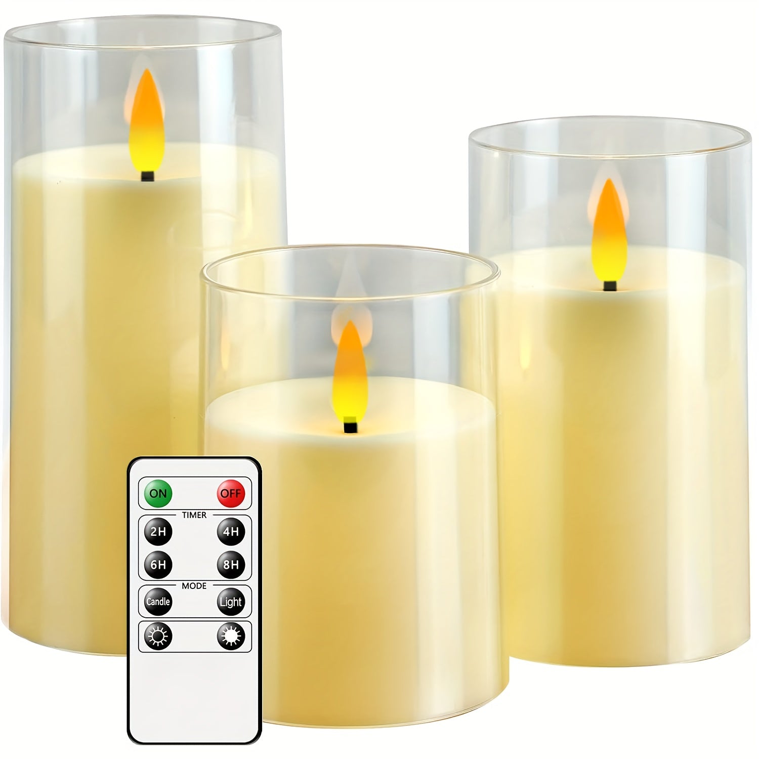 Flameless Candle Set Met Afstandsbediening - LED Kaarsen Voor Kerst & Halloween Decor (Set van 3 - Wit)