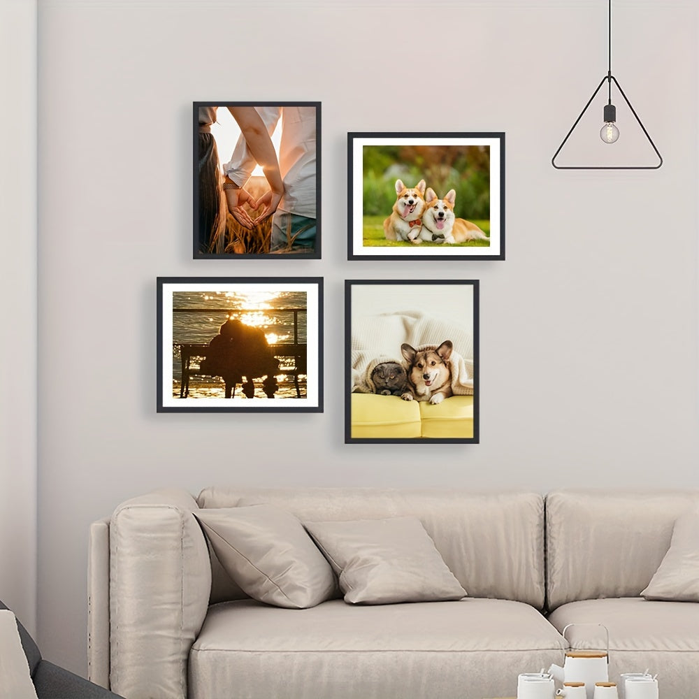 3 stuks Fotolijst - Fotolijst voor Muur- en Tafeldecoratie, Voor Kunstdecoratie, Verjaardagscadeaus, Woon- en Kantoorruimte, Moederdag, Nieuwjaar, Paascadeau, Zwart, Langwerpig