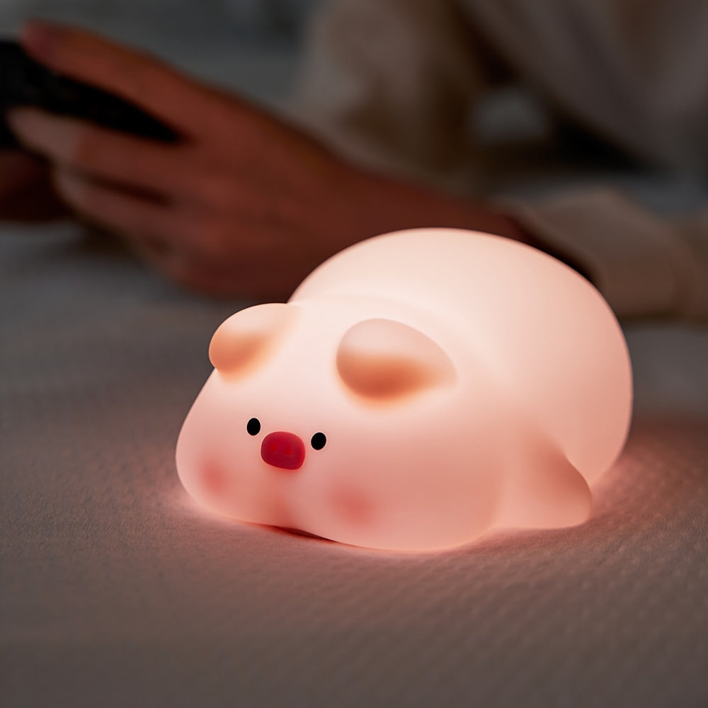 PiggyGlow - Schattig Siliconen Nachtlampje, USB Oplaadbaar, Perfect Cadeau