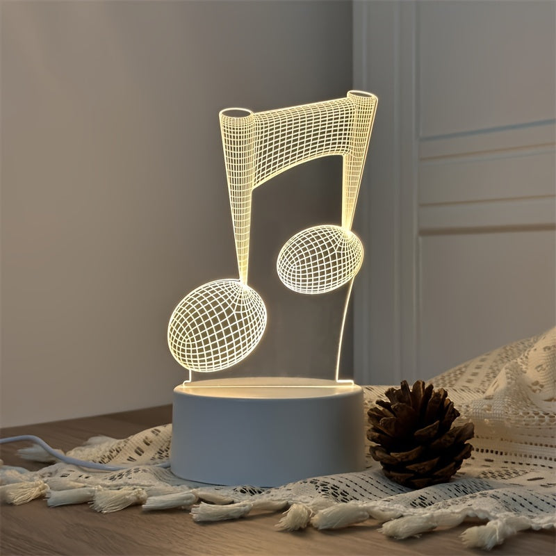 LumiNote - Acryl Muzieknoot Nachtlampje, 3D LED Frame, USB-Aangedreven