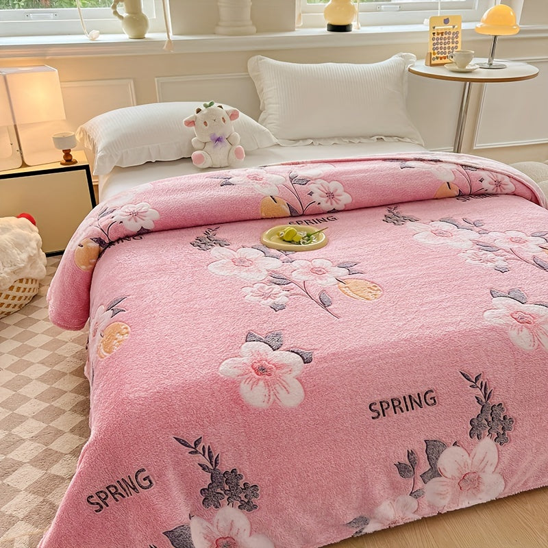 Floral Flannel Deken - Zacht, Warm en Vlekbestendig voor Bank, Kantoor en Camping - Veelzijdig Cadeau