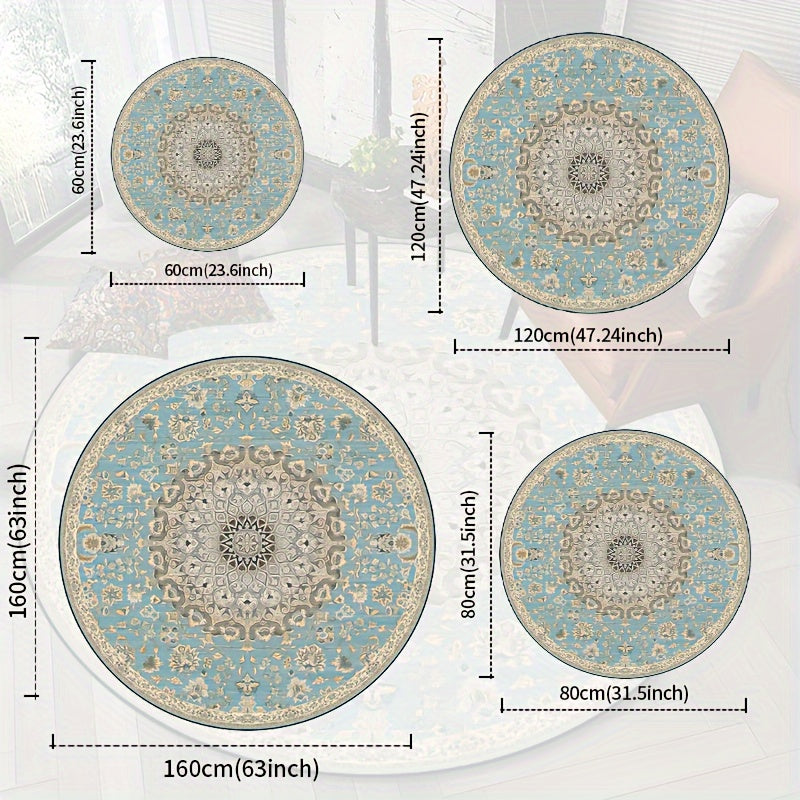 Ronde Perzisch-gestyleerde Vloerkleed - Antislip, Wasbaar, Meerdere Maten Beschikbaar voor Binnen/Buiten Gebruik