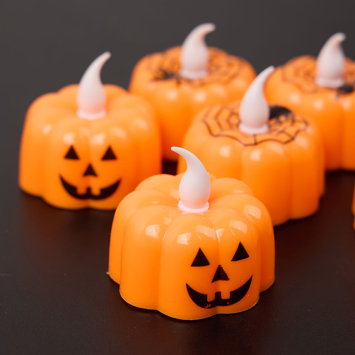 LED Halloween Pompoenkaarsen – 2 stuks, 9.14cm Jack-o'-Lantern Design, Met Batterijen