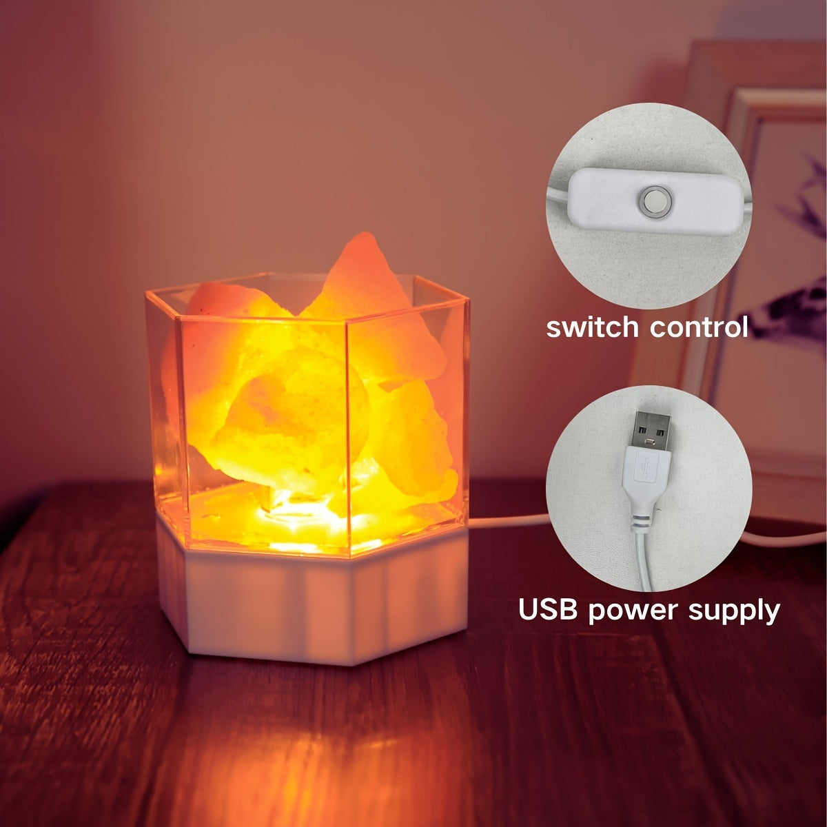 Zoutlamp - Himalaya Nachtlamp met USB-aansluiting