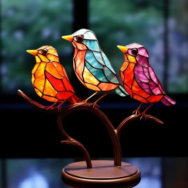 LuxeHome - AvianElegance Vogels in Gekleurd Glas voor een Verfijnd Interieurontwerp