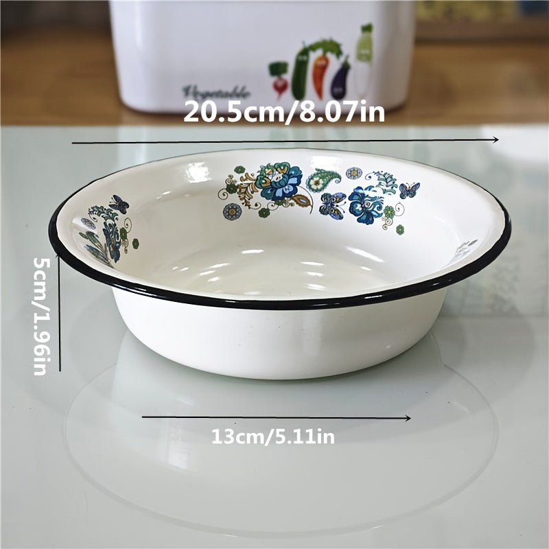 FlowerEnamel - 3-delige Set Vintage Bloemen Emaille Kommen voor Keuken & Eetkamer