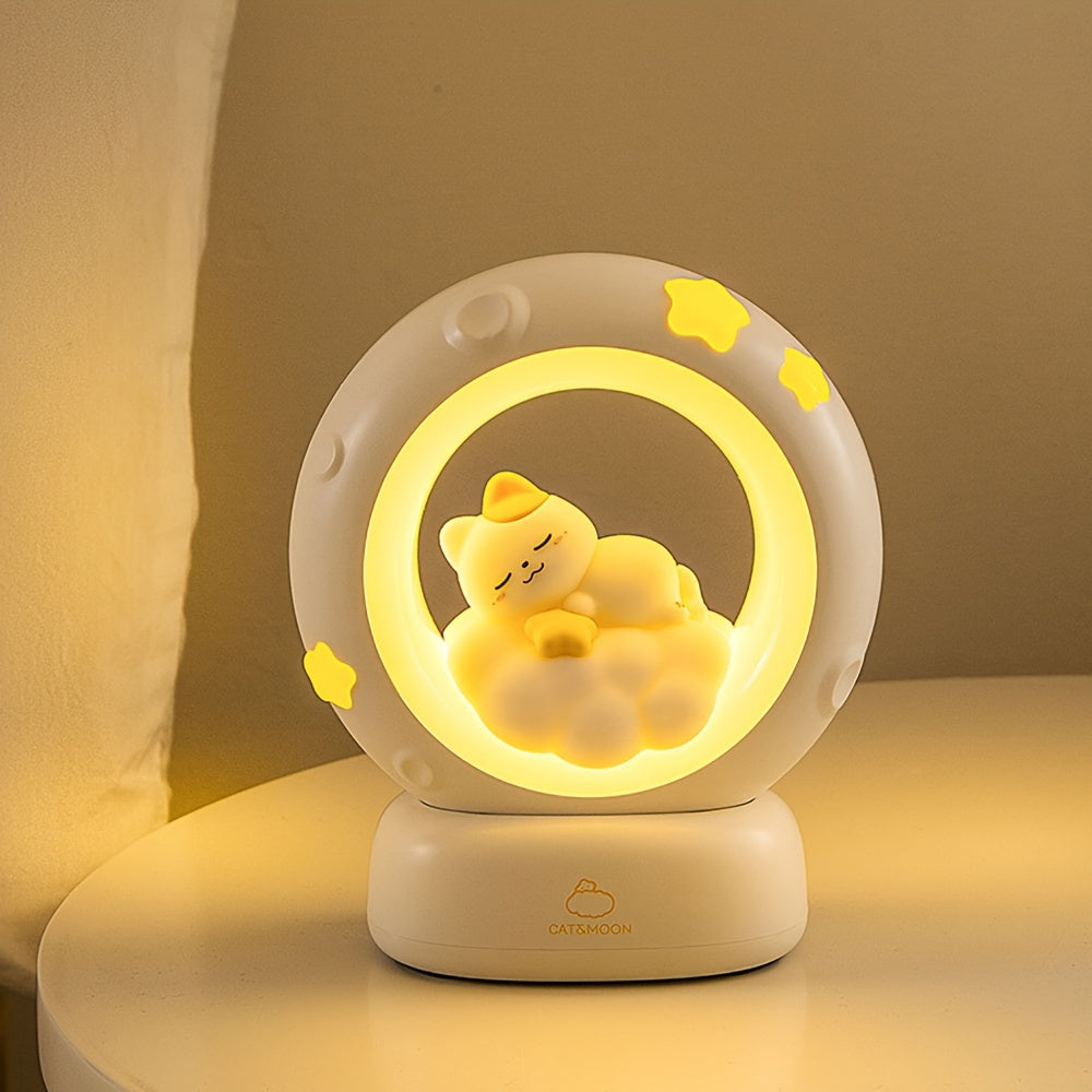 SleepyCat - Schattige Kat Nachtlamp met USB Oplaadbare Batterij en Dimbaar Licht