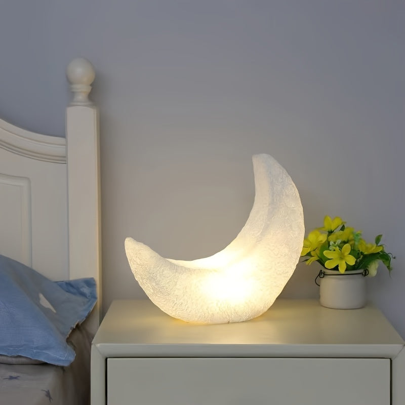 MoonGlow - Art Deco Crescent Moon Nachtlamp, Batterijgevoed met Schakelaar