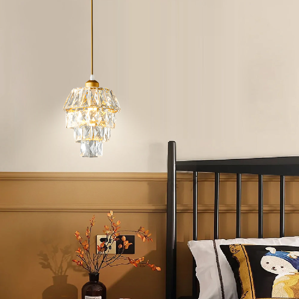 Kristallen Hanglamp in Goud/Zwart - 1-Licht Mini Kroonluchter