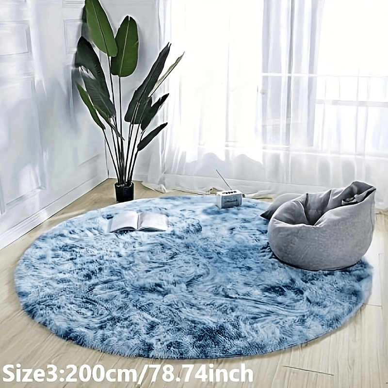 1pc Tie-dye Pluchen Ronde Vloerkleed - Zachte en Warme Decoratieve Mat voor Woonkamer, Slaapkamer en Yoga