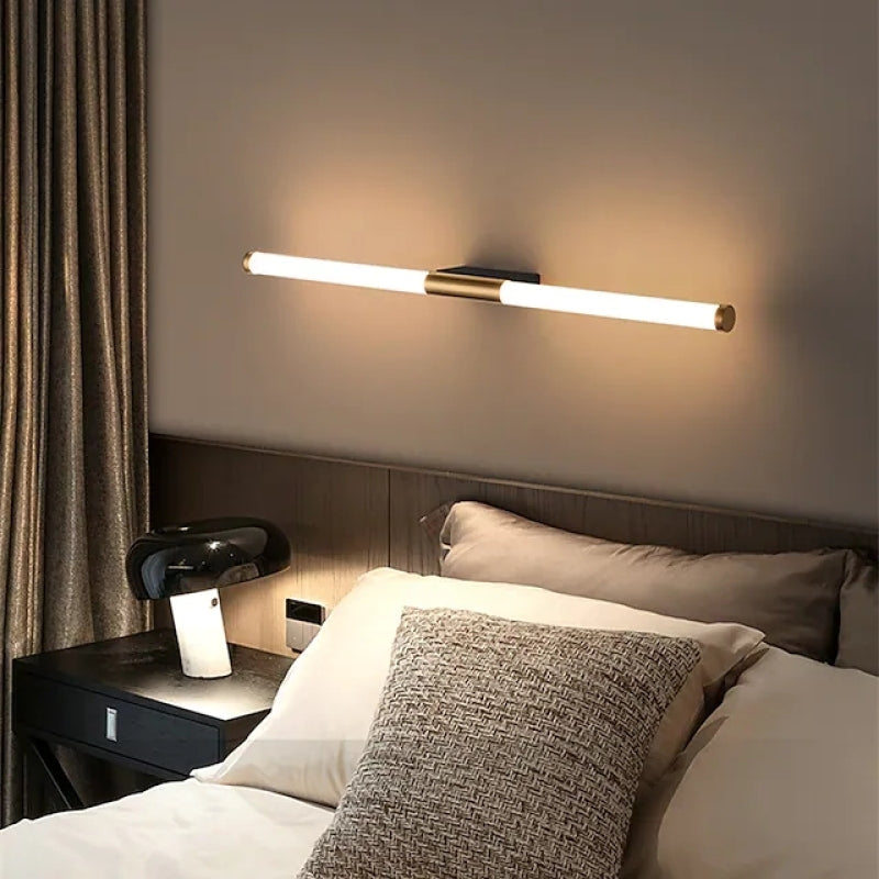 Leigh Eenvoudige Moderne Lineaire LED Wandlamp Wit-Goud Slaapkamer Metaal