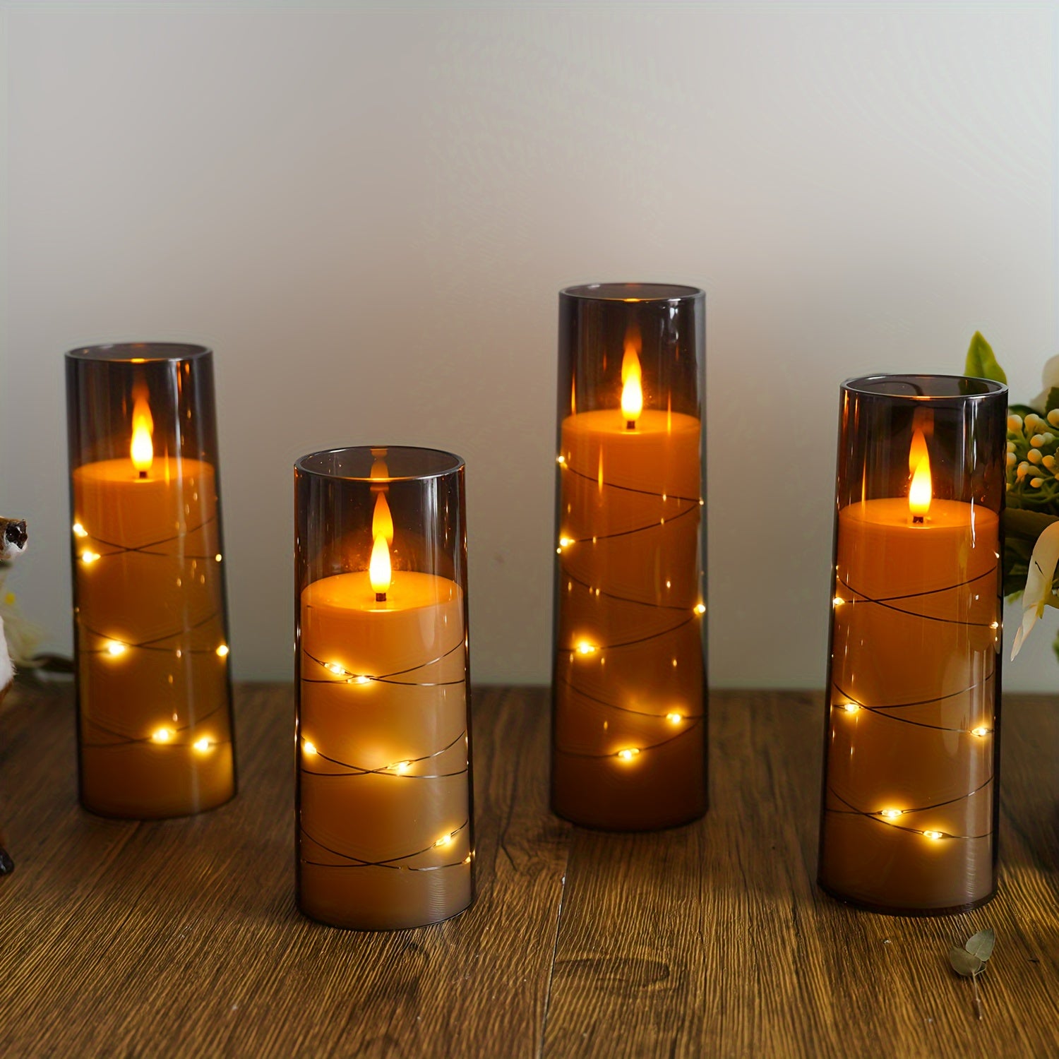 Flameless LED Kaarsen met Afstandsbediening en Timer - Set van 3/6/8/12 Stuks (Grijs)