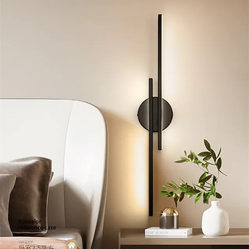 Alana Modern LED Wandlamp - Twin Linear, Zwart/Wit, Metaal, Slaapkamer