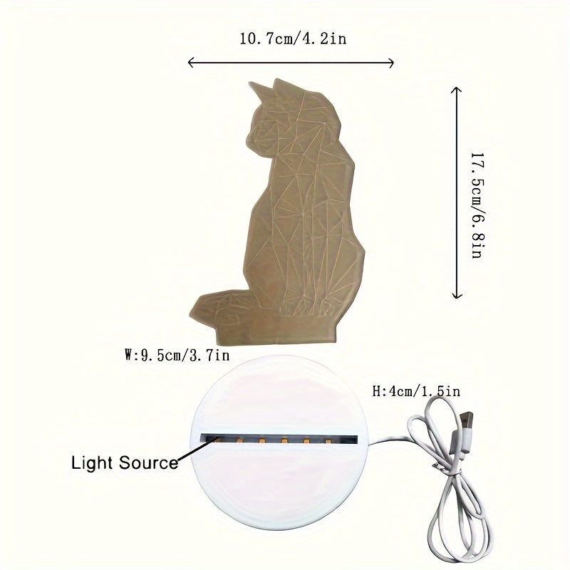 KatLicht - Geometrische 3D Nachtlamp USB Tafellamp