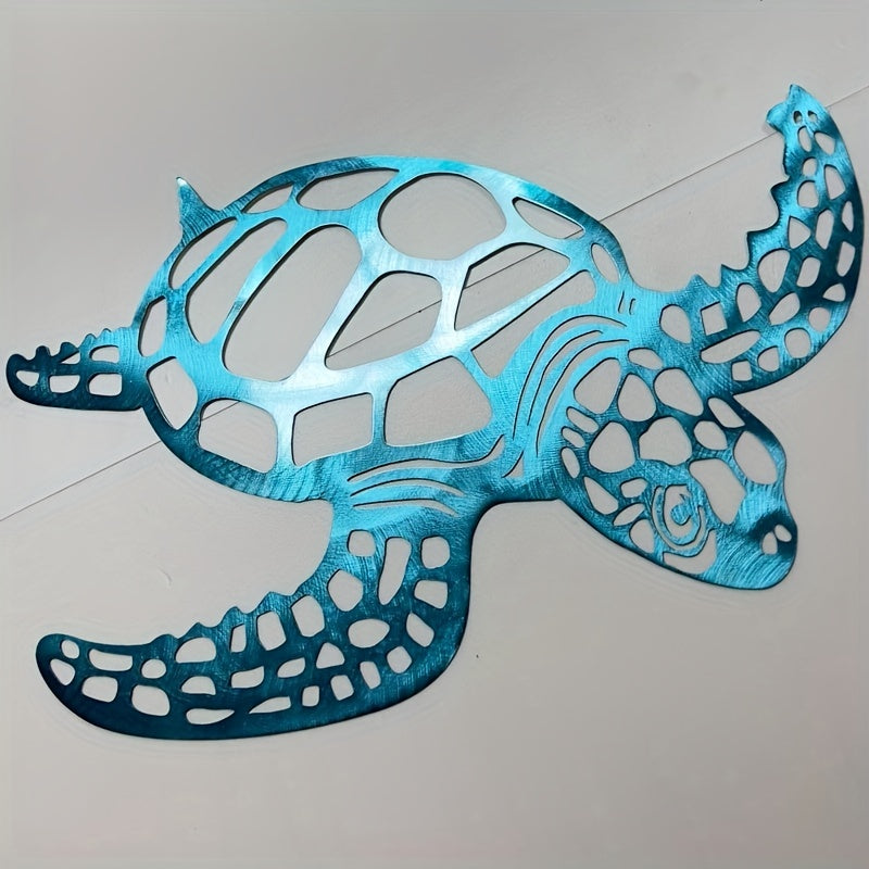 1 stuk Metalen Zeeschildpad Muurkunst - Handgemaakte Kustcharm voor Binnen Woonkamer Decor - Nautisch Strandthema Artistiek Accent