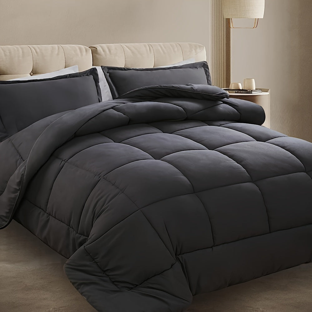 3-delige Comforter Set (1Dekbed + 2Kussensloop, Zonder Inzet), Zachte Ademende Dekbedvulling Box Steek Quilt Hotelkwaliteit Comforter, Machinewasbaar