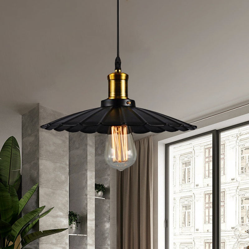 Industriele Golvende Hanglamp 1-Lichts in Zwart/Wit