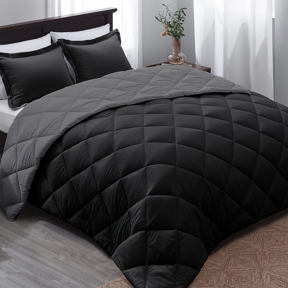 1pc Effen Kleur Vierkant Dekbed, Ultralicht Warmte Polyester Bedsprei Voor Alle Seizoenen, Zacht Comfortabel Dekbed Voor Slaapkamer, Logeerkamer