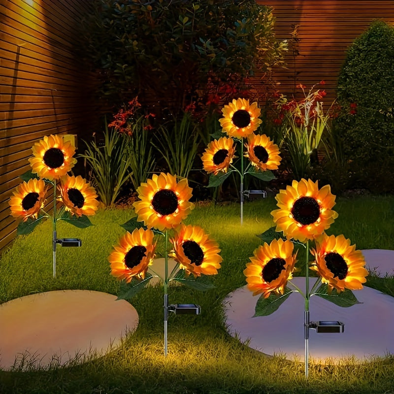 SolarBloom - Zonnebloem LED Tuinverlichting met 3 Koppen, Waterdicht