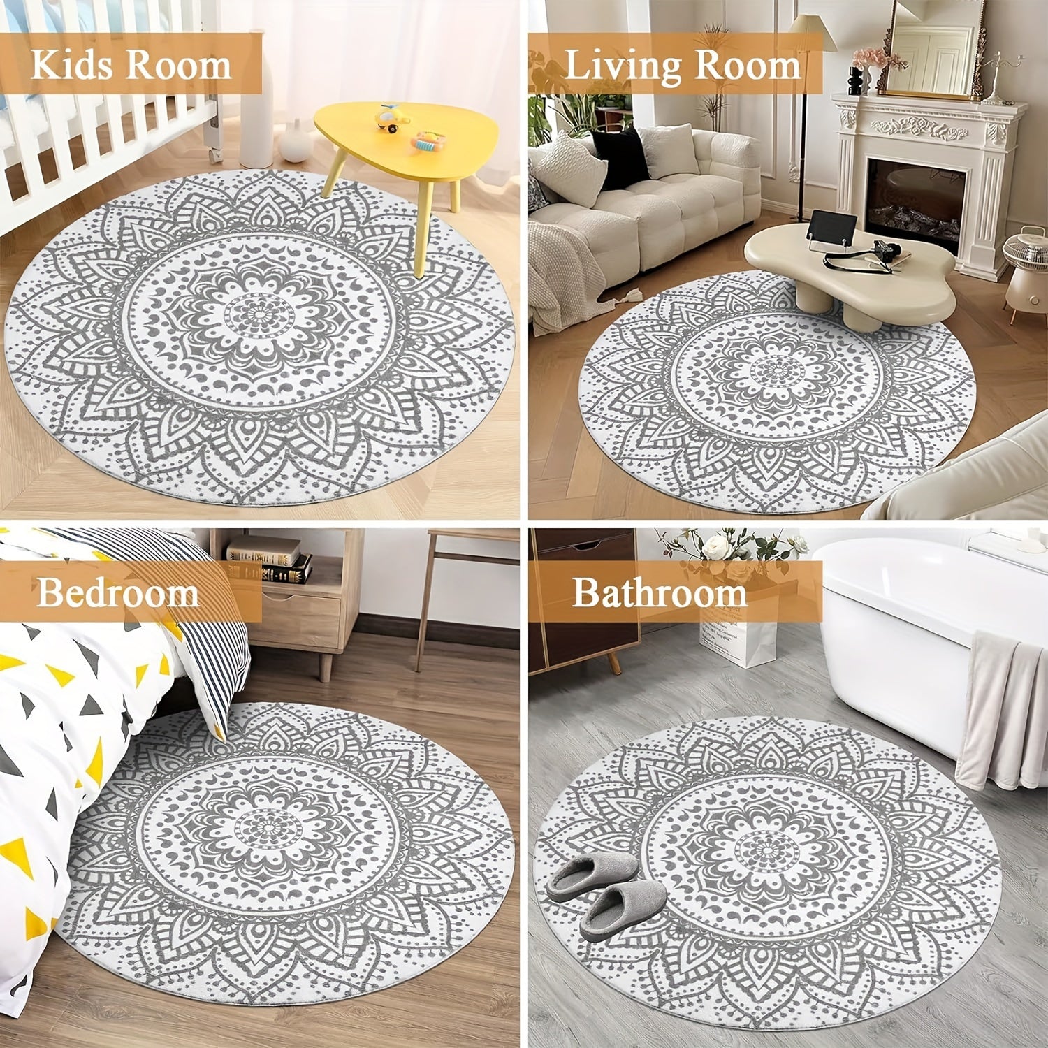 Rond Bohemian Vloerkleed - Zacht, Antislip & Wasbaar Tapijt voor Woonkamer, Slaapkamer & Decoratie