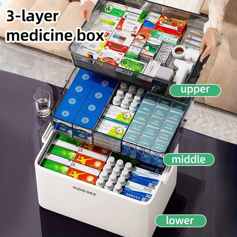 Joybos 3-Laags Medicijn Organizer – Waterdichte Stapelbare Opbergbox