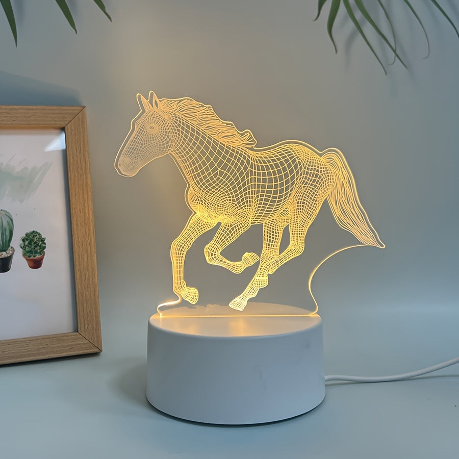 DierenLicht - Geometrisch Paard Nachtlampje, USB-gevoede LED Tafellamp