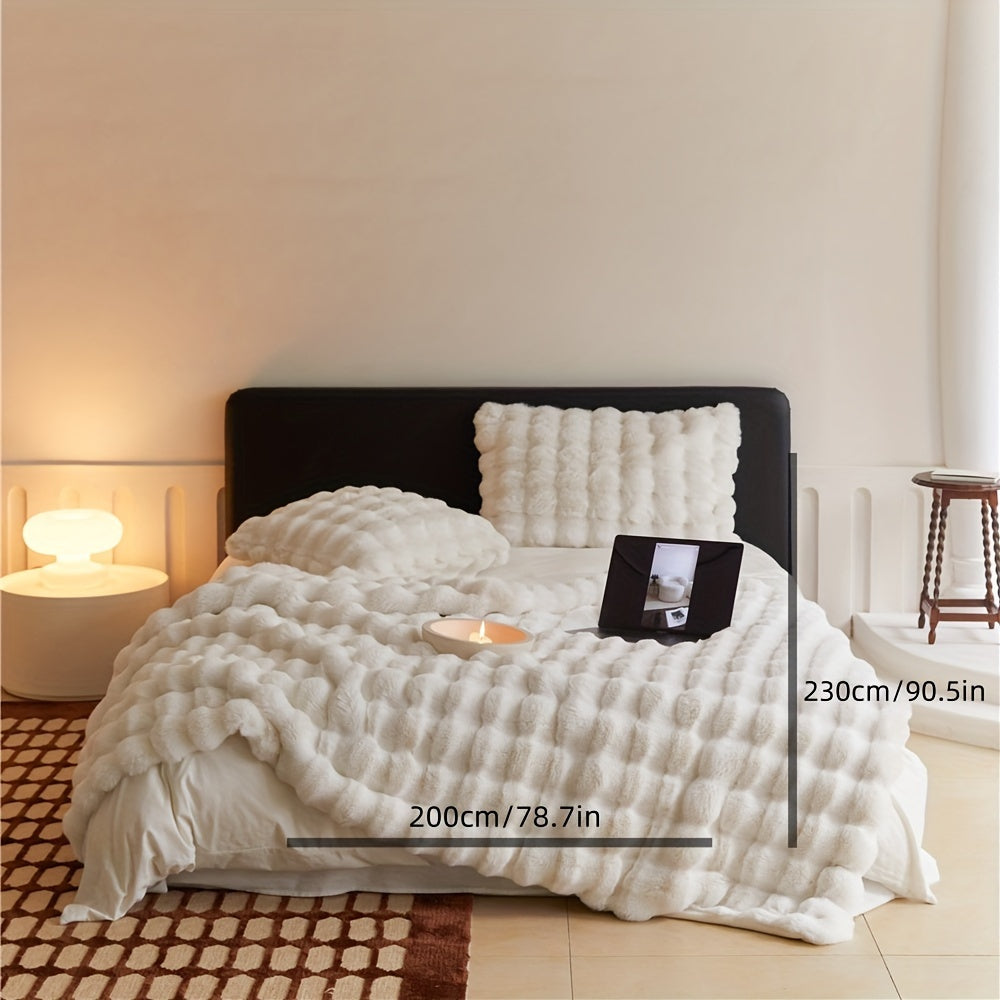 Luxe Bubble Fleece Deken – Imitatie Konijnenvacht, Dikke Sofa- en Kantoor Deken