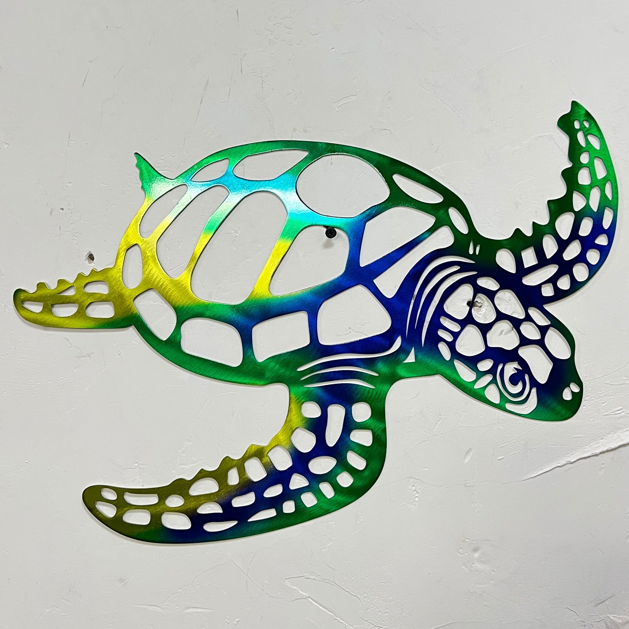 1 stuk Metalen Zeeschildpad Muurkunst - Handgemaakte Kustcharm voor Binnen Woonkamer Decor - Nautisch Strandthema Artistiek Accent