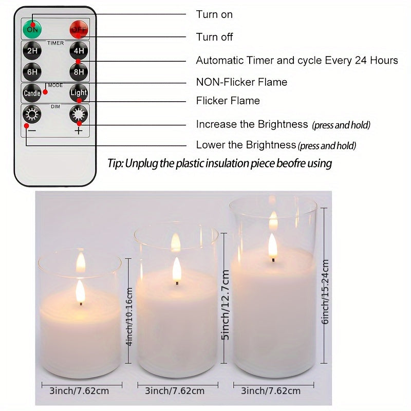 3-delige LED Kaarsen Set met Afstandsbediening - Perfect voor Kerst, Bruiloften & Verjaardagen