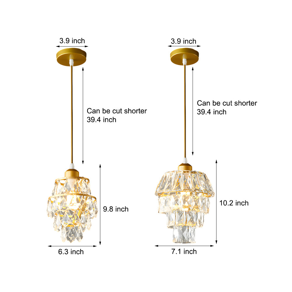 Kristallen Hanglamp in Goud/Zwart - 1-Licht Mini Kroonluchter