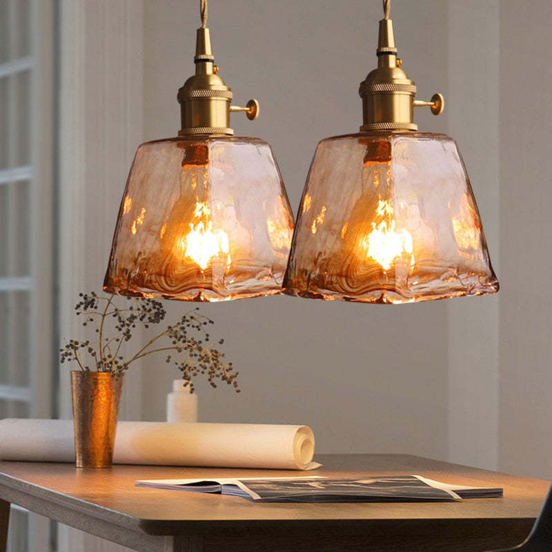 Eloise Vintage LED Plafondlampen Gouden Metaal en Glas voor Slaapkamer, Woonkamer, Eetkamer