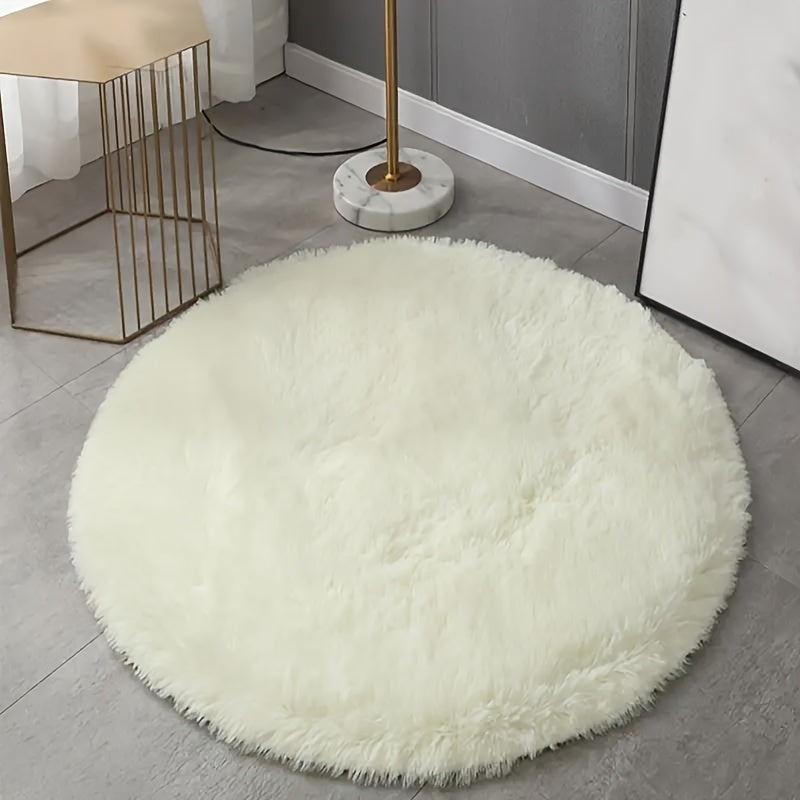 Super Zachte Witte Ronde Pluchen Tapijt - Perfect voor Woonkamer, Slaapkamer, en Kinderkamer - Antislip, Fluffy en Machinaal Gemaakt