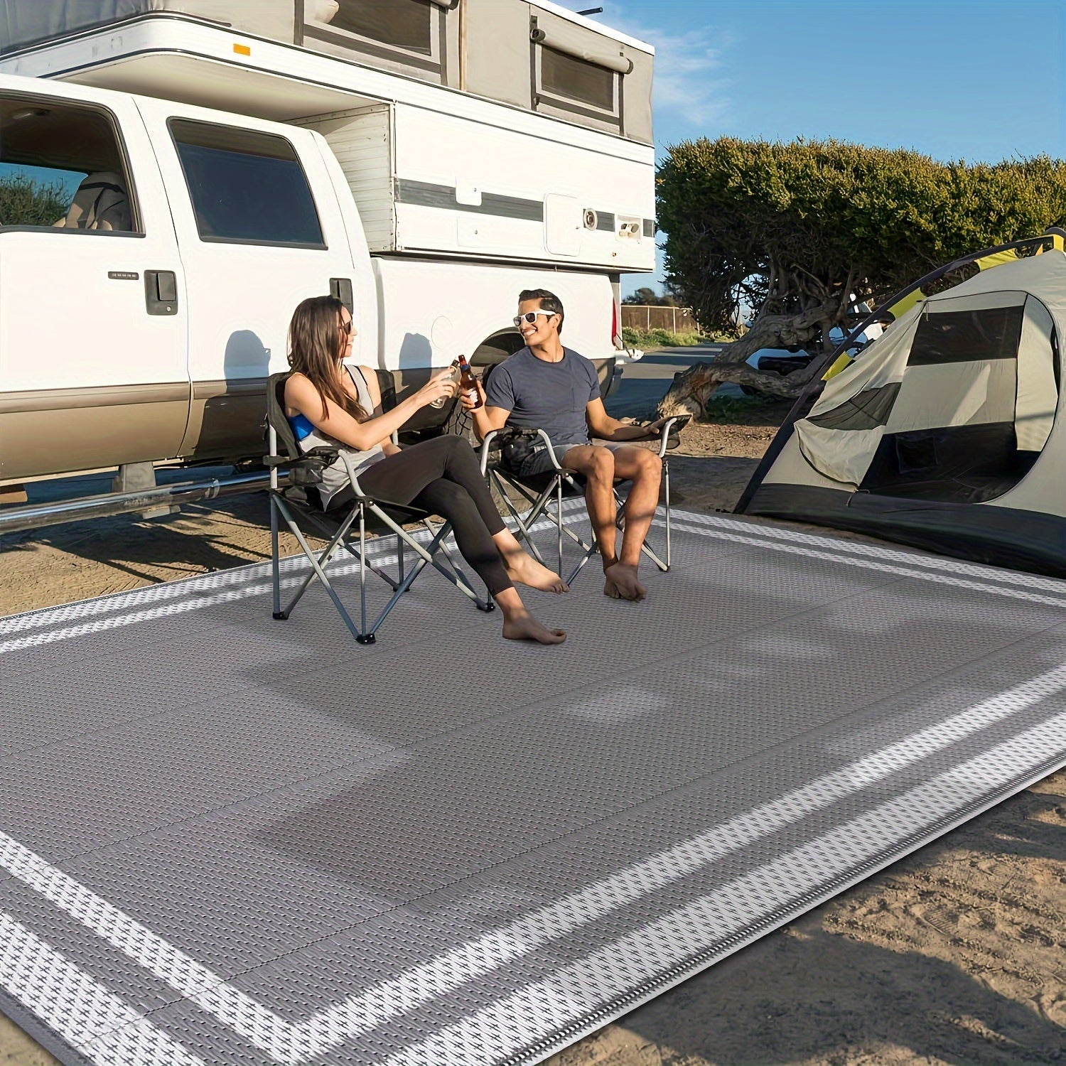 Waterbestendig Lichtgewicht Outdoor Vloerkleed met Draagtas – 100% Polypropyleen, Geschikt voor Camping, Tuin en Strand