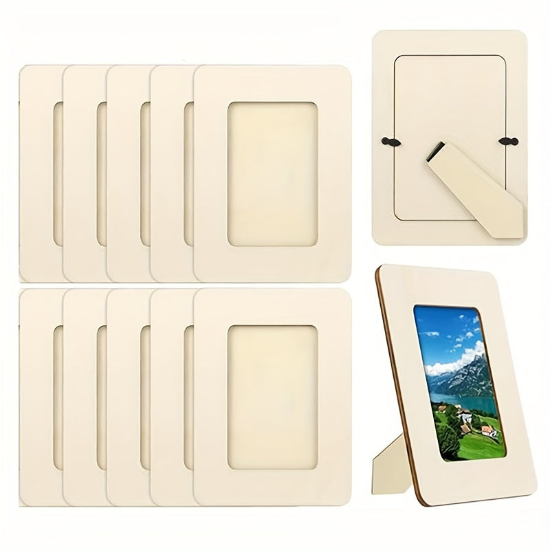 10 stuks 5-Inch Houten Fotolijsten - DIY Handgemaakt in Moderne Stijl, 12.45x17.02 cm, Tafeldecoratie, Perfect voor Familieherinneringen en Woondecoratie