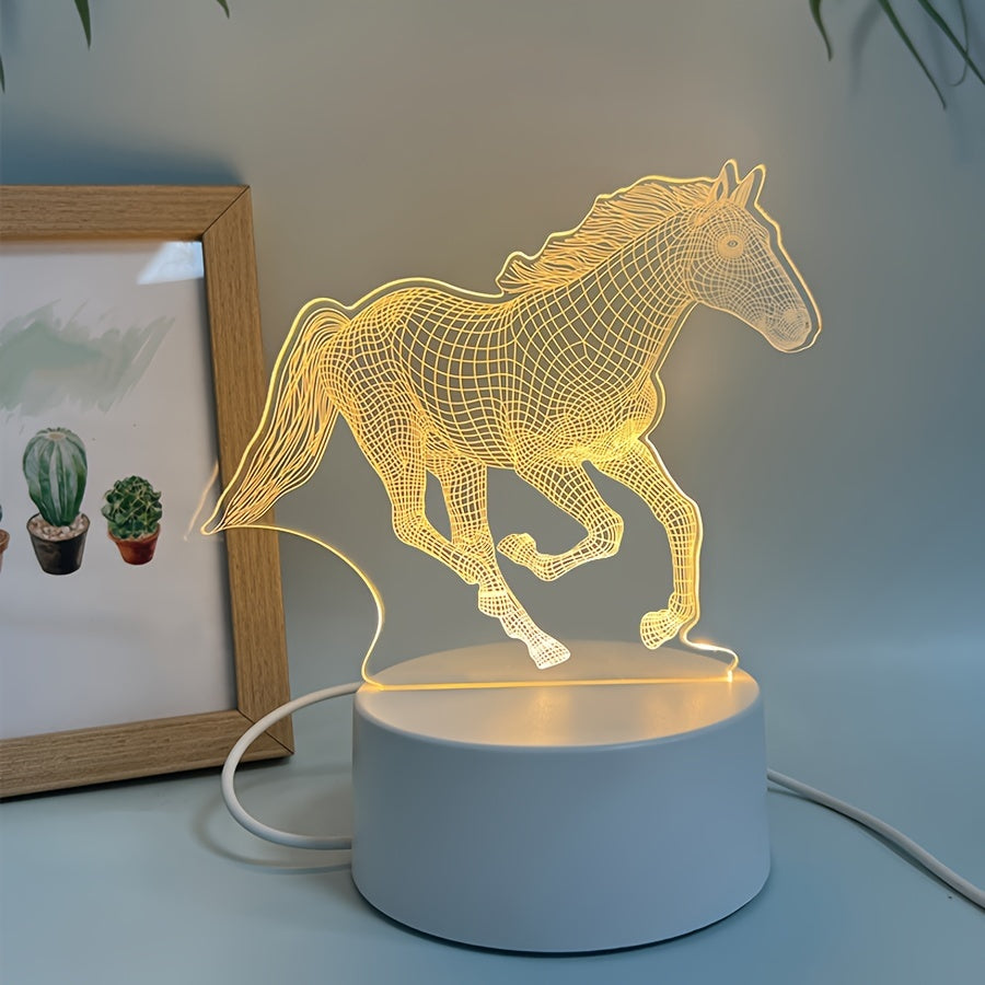 DierenLicht - Geometrisch Paard Nachtlampje, USB-gevoede LED Tafellamp