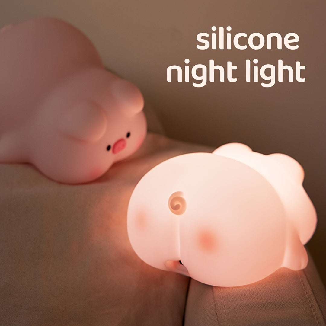 PiggyGlow - Schattig Siliconen Nachtlampje, USB Oplaadbaar, Perfect Cadeau