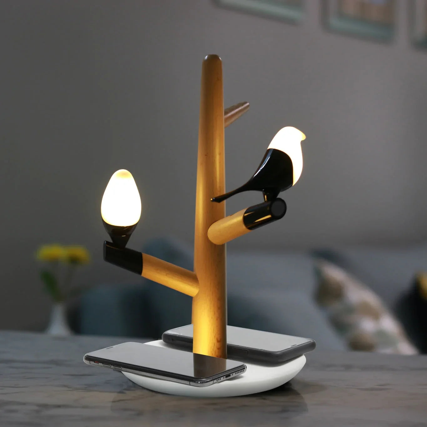 Bliss Lamp met Duale Draadloze Telefoonlader