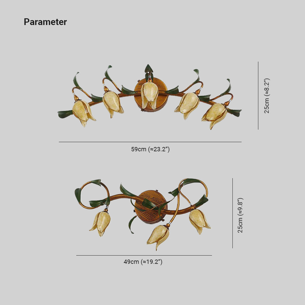 Vintage Bloem LED Wandleuchte Koper Badkamer Slaapkamer Metaal Glas 3/5 Lampen