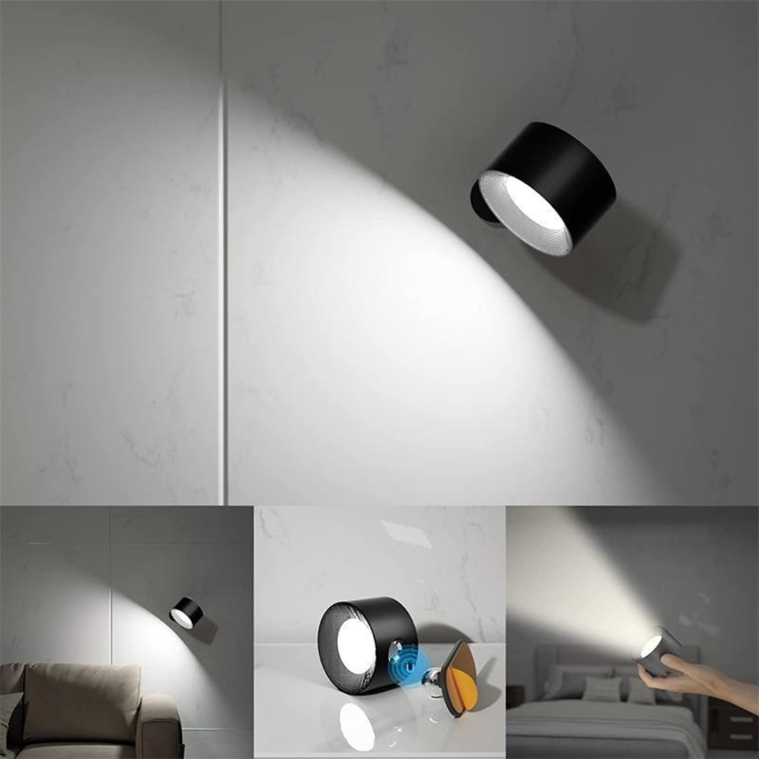 FlexiBeam - Draadloze oplaadbare 360° muurlamp