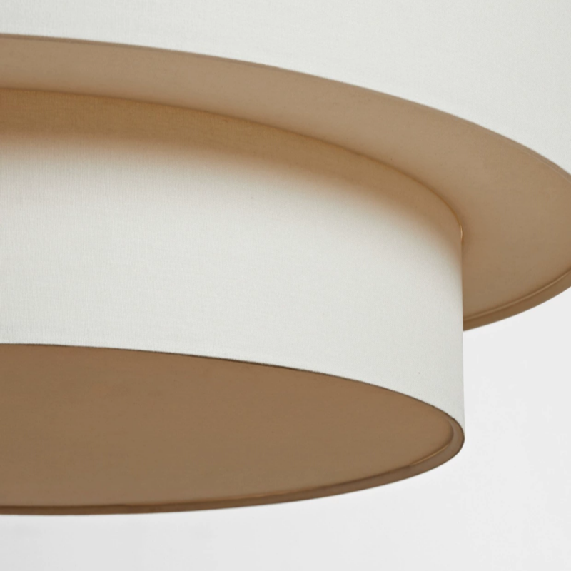 Bauhaus Beige Gelaagde Linnen Trommel Hanglamp