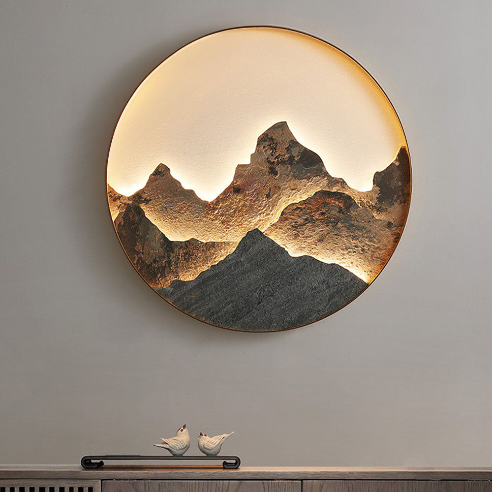 Chinese Style Mountain Round LED Wall Light