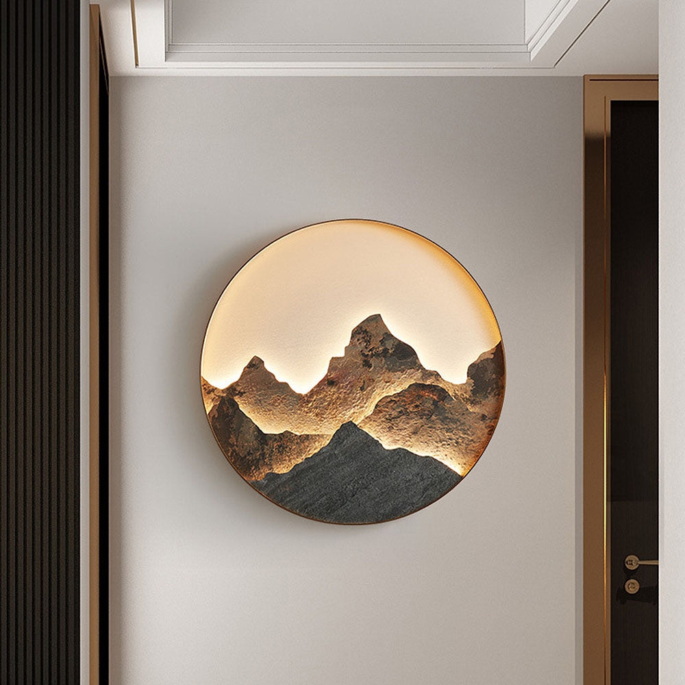 Chinese Style Mountain Round LED Wall Light