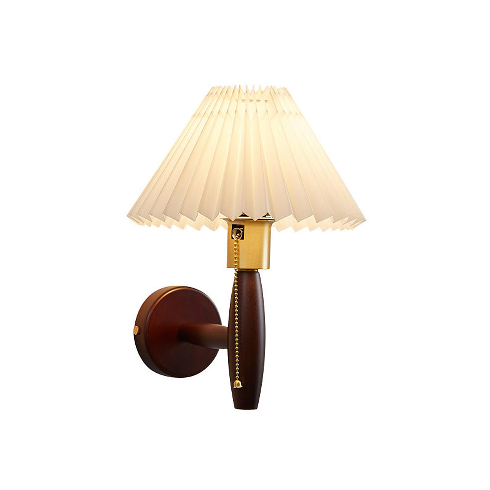 Klassieke Walnoothouten Vouwkap Wandlamp