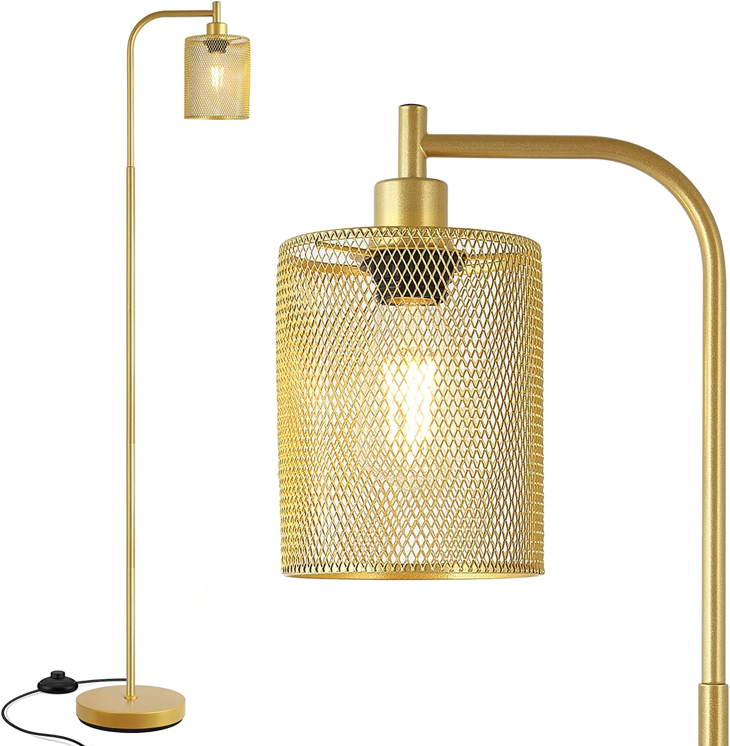 Gouden Vloerlamp met Industriële Stijl